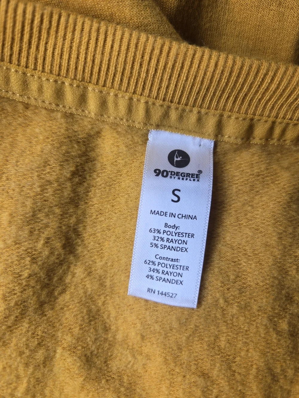 90 Degree by Reflex Mustard Yellow Women's Size Small Fleece Pullover Sweatshirt